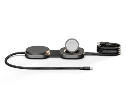Ładowarka i akumulator Zens Ładowarka indukcyjna 2w1 Pro 3 Qi2 15W USB-C/USB-C czarny